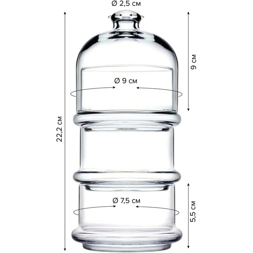 Staklena Posuda sa Poklopcem Trospratna - Image 3