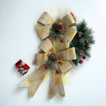 Ukrasna Mašna Novogodišnja Sa Šišarkom Zlatna - 2/1