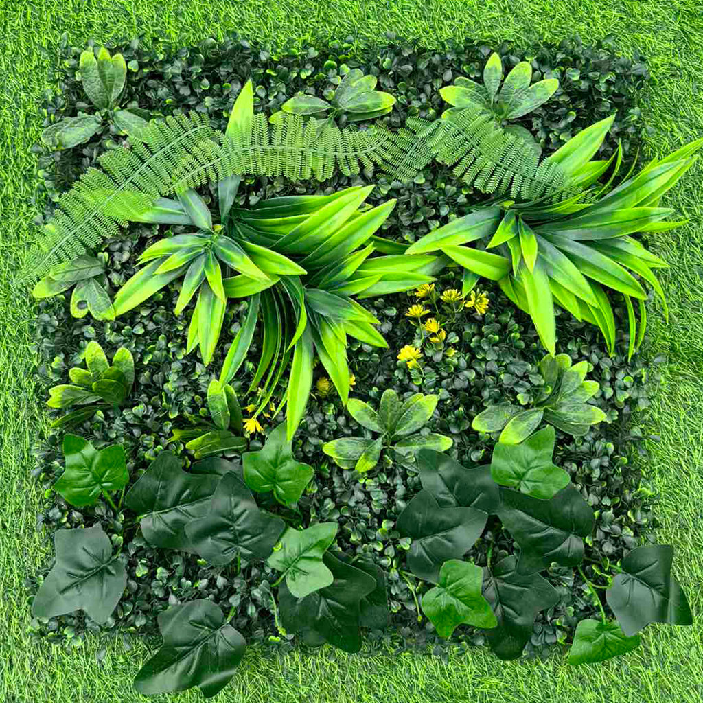 Dekorativno Zelenilo Aurelia 50x50cm Zidni Panel sa Vještačkim Biljkama, UV Otporno